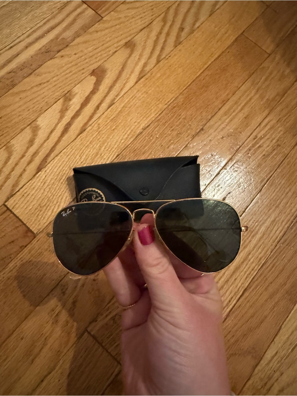Ray-Ban Sunglasses Case and Gold-Aviator Sunglasses - Black - Picture 2 of 3